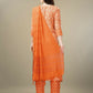 Jyoti Fashion Women's Orange Rayon Embroidery & Sequence work Kurta with Trouser & Dupatta | Swadesiicart