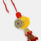 NVR Women & Men Set of 2 Red & Gold-Toned Stone-Studded & Beaded Bhaiya Bhabhi Rakhi With Roli Chawal & Chocolate | Swadesiicart