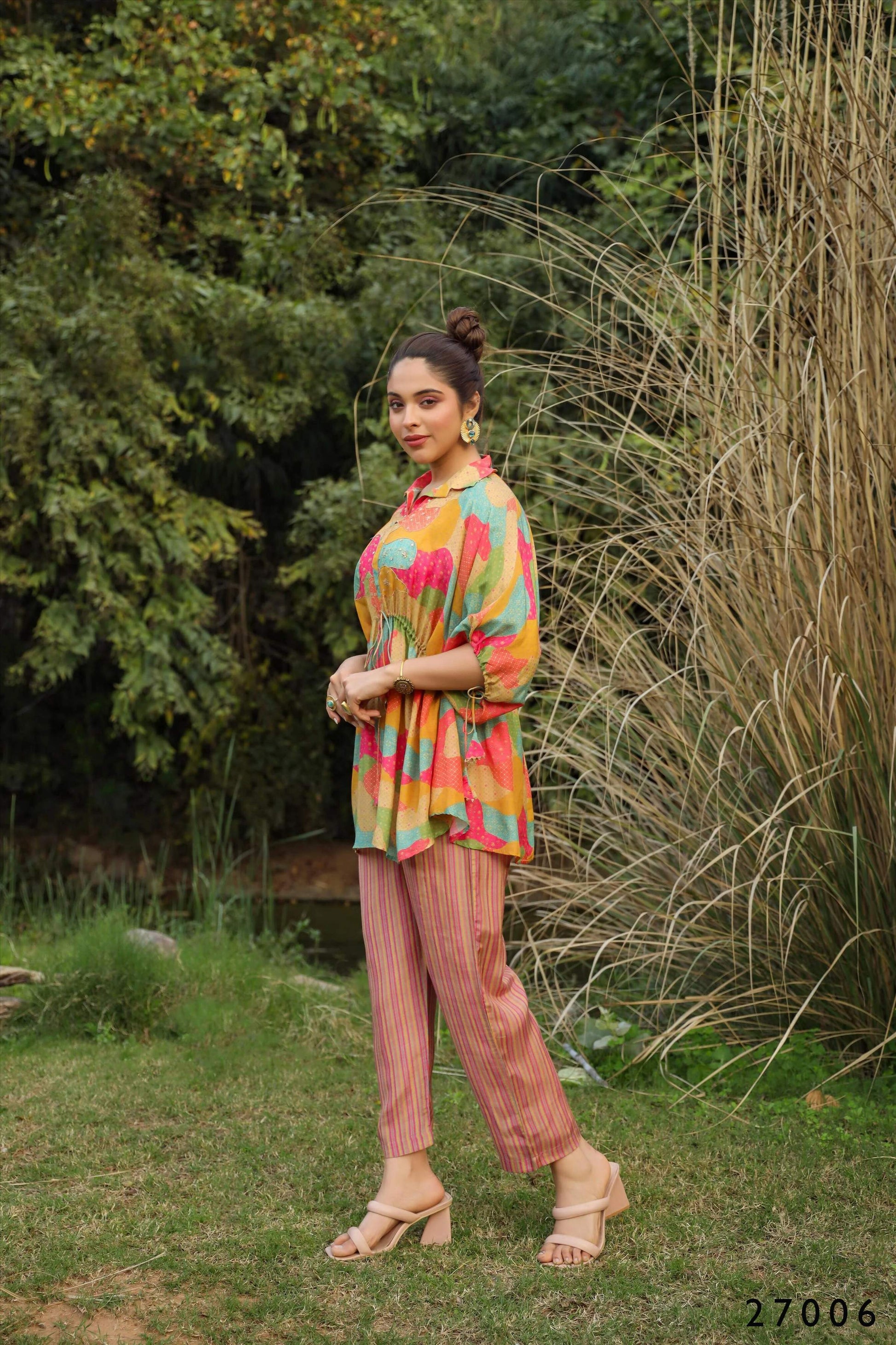 Women's Casual Fashionable Multi Mull Cotton co-ord set - Anya - Swadesiicart