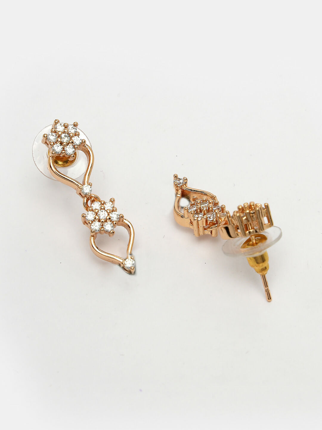 NVR Women's Gold-Polished American Diamond-Studded Handcrafted Jewellery Set - Swadesiicart