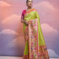 Vishnu Weaves Women's Mahendi Paithani Silk Zari Woven Saree with Blouse - Swadesiicart