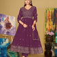Jyoti Fashion Women's Purple Georgette Embroidered Anarkali Kurta Pant Set With Dupatta | Swadesiicart