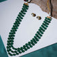 Long Layered Green Neckpiece wtih Kundan Studs Jewellery Set (Green) - Ruby Raang - Swadesiicart
