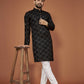 Anaita Black Embroidered Cotton Straight Kurta