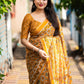 Mustard Cotton Blend Ajrak Saree with Unstitched Blouse - Hiral Fashion | Swadesiicart
