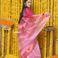 Very Much Indian Rajsi - Handloom Ari Checks Cotton Silk Saree With Golden Border - Pink | Swadesiicart