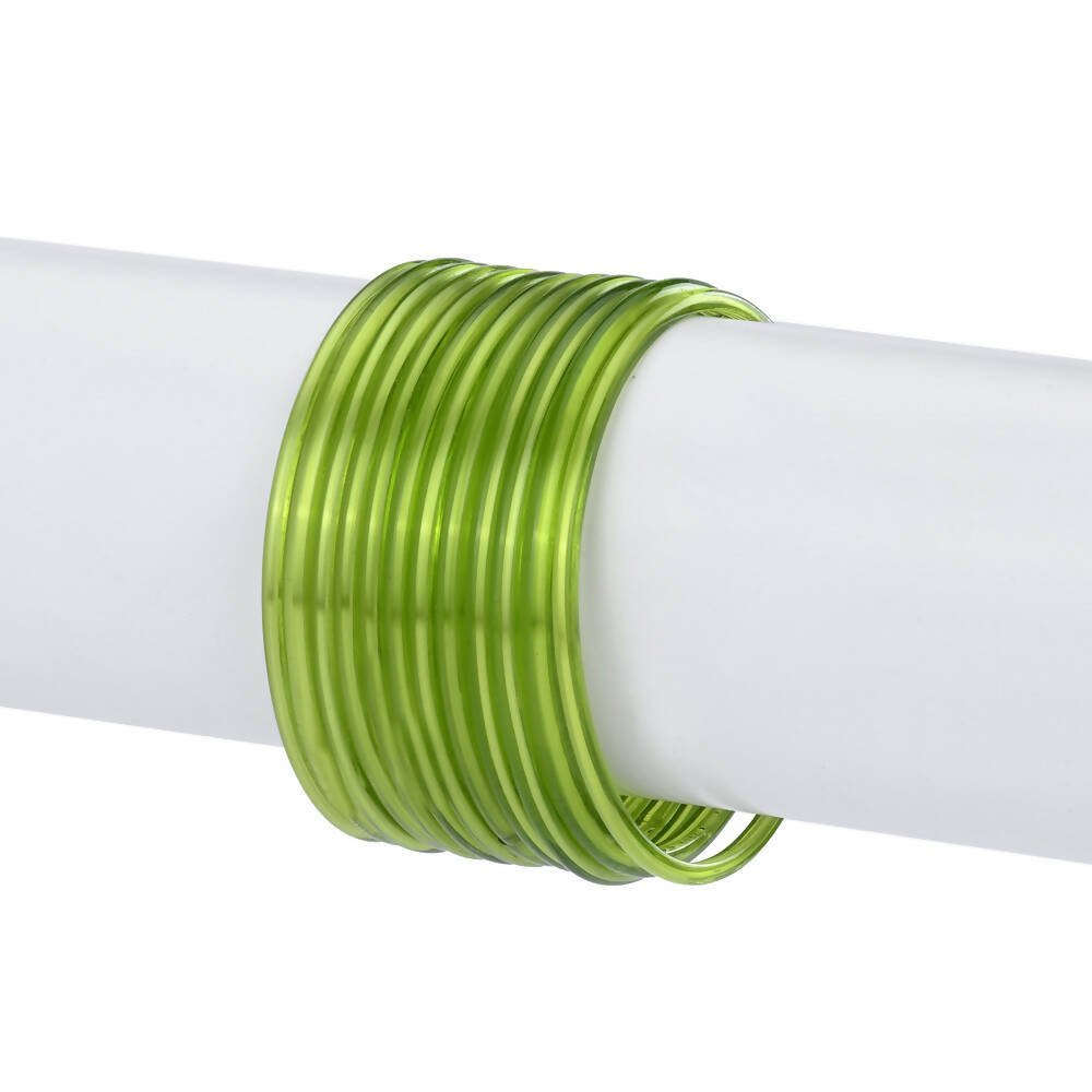 Afast Shining Green Glass Wedding, Party, Daily Use Bangle Set, Set Of 12 - Swadesiicart