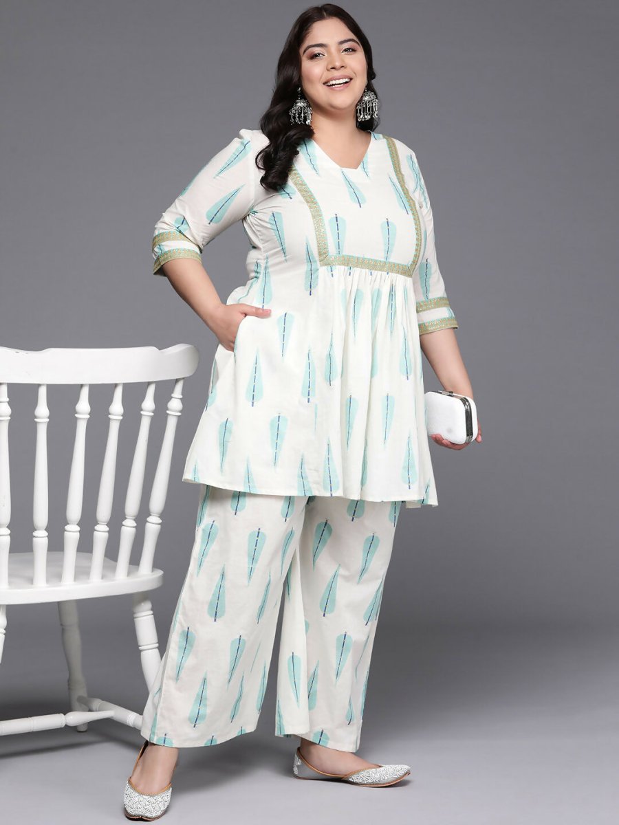 Ahalyaa Women's Traditional wear Co-ords - Off White - Swadesiicart