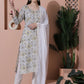 Jyoti Fashion Women's Off White Cotton Floral Digital Printed Kurta with Trouser & Dupatta | Swadesiicart