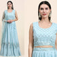 Blue Pure Viscose Georgette Sequence Embroidery work Lehenga Choli with Dupatta - Aakriti