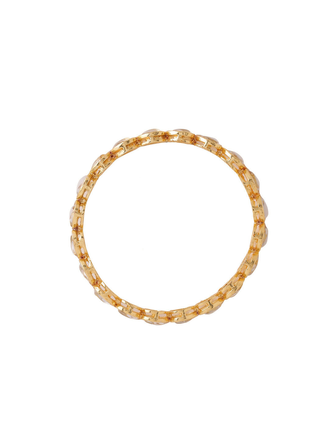 NVR Women's Set of 4 Gold-Polished Kundan Studded Traditional Bangles - Swadesiicart