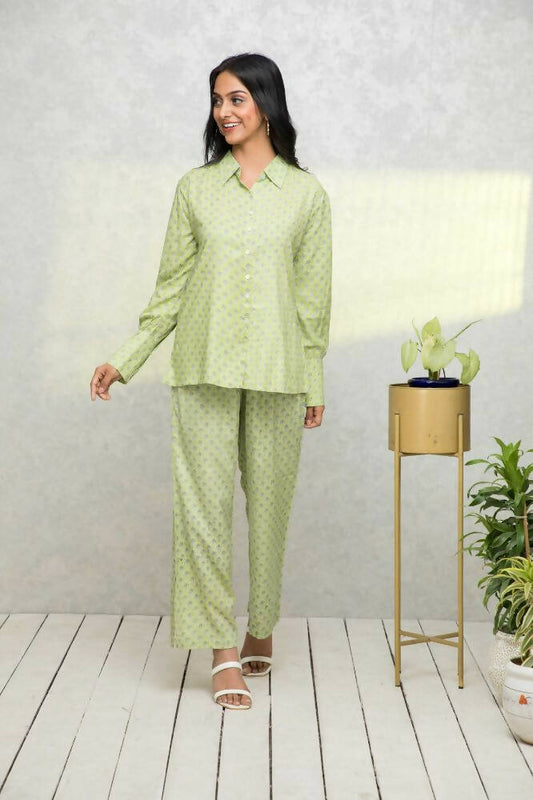 Myshka Women Green Printed Co-Ords - Swadesiicart
