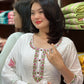 The52 White Women's Gorgeous Georgette Butti Fabric Embroidered Work Straight Kurta Pant and Dupatta Set - Swadesiicart