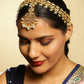 Gold-Polished White Green Kundan-Studded Pearl Beaded Matha Patti - Ruby Raang | Swadesiicart