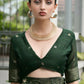 Vishnu Weaves Women's Green Linen Silk Zari Weaving Saree with Blouse - Swadesiicart