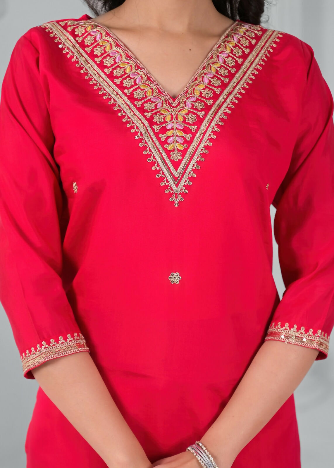 Ethnic Festive Wear Reyon Red Stitched Suit With Dupatta - Tanisha - Swadesiicart