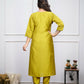 The52 Lemon Beautiful Embroidered Viscose Chanderi Fabric Straight Kurta Pant with Dupatta Set - Swadesiicart