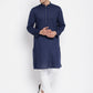Even Apparels Blue Color Rayon Men's Kurta With Band Collar | Swadesiicart