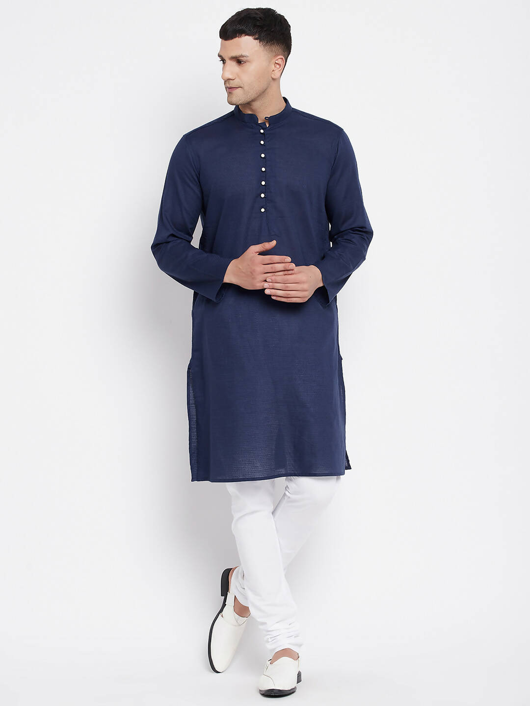 Even Apparels Blue Color Rayon Men's Kurta With Band Collar | Swadesiicart