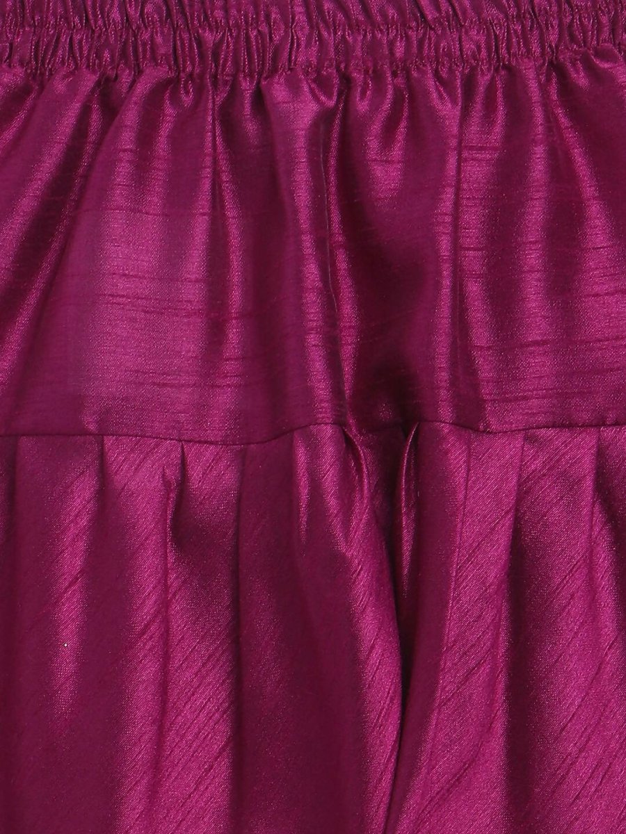 Ahalyaa Purple Poly Silk Solid Kids Kurta Churidar Set For Boys | Swadesiicart