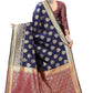 Vamika Ethnic Fire Navy Blue Weaving Banarasi Jacquard Saree | Swadesiicart