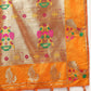 Lorenvalley Fashion Orange Soft Paithani Silk Woven Design Gold Zari Meenakari Weaving Saree - Swadesiicart