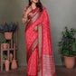 Joban Fashion Carrot Red Woven Design Banarasi Silk Sarees | Swadesiicart
