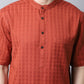 Even Apparels Red Pure Cotton Kurta With Band Collar | Swadesiicart