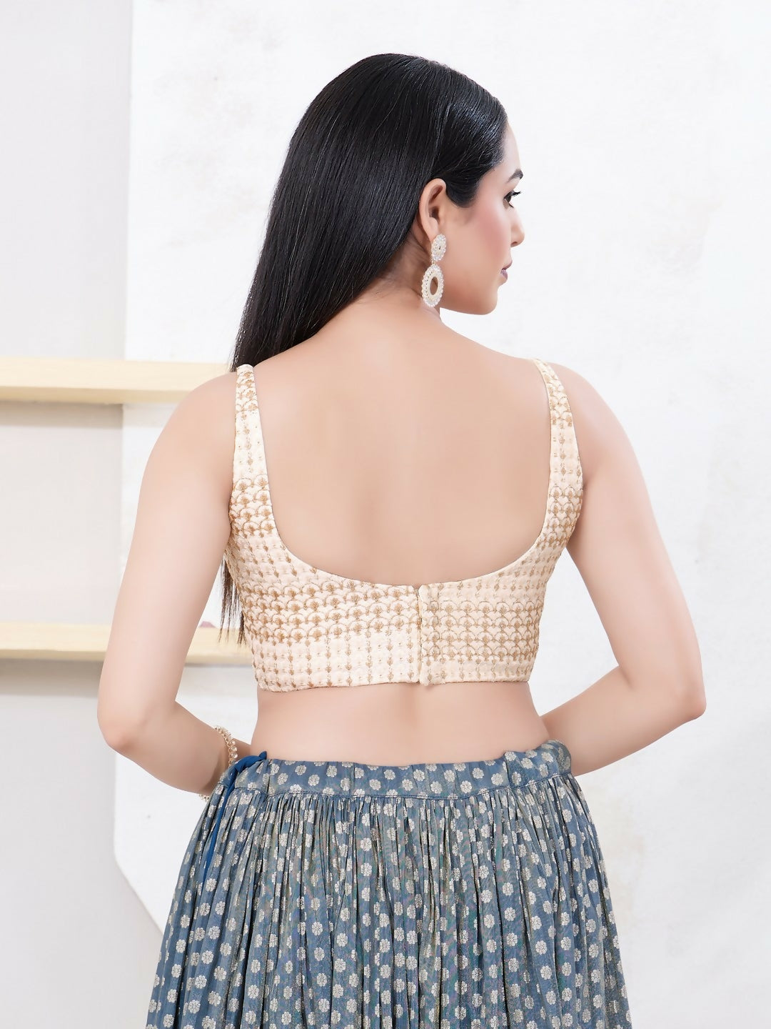 Joban Fashion Gold Shift Sleeveless Back Open Blouse - Swadesiicart