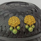 Terracotta Lakshmi Devi Studs With Dangles-Golden Green