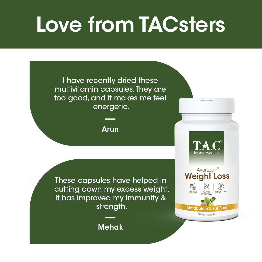 TAC - The Ayurveda Co. AyurLean Weight Loss Veg Capsules | Swadesiicart