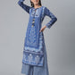 Ahalyaa Women Navy Blue Crepe Floral Print kurta With Palazzo | Swadesiicart