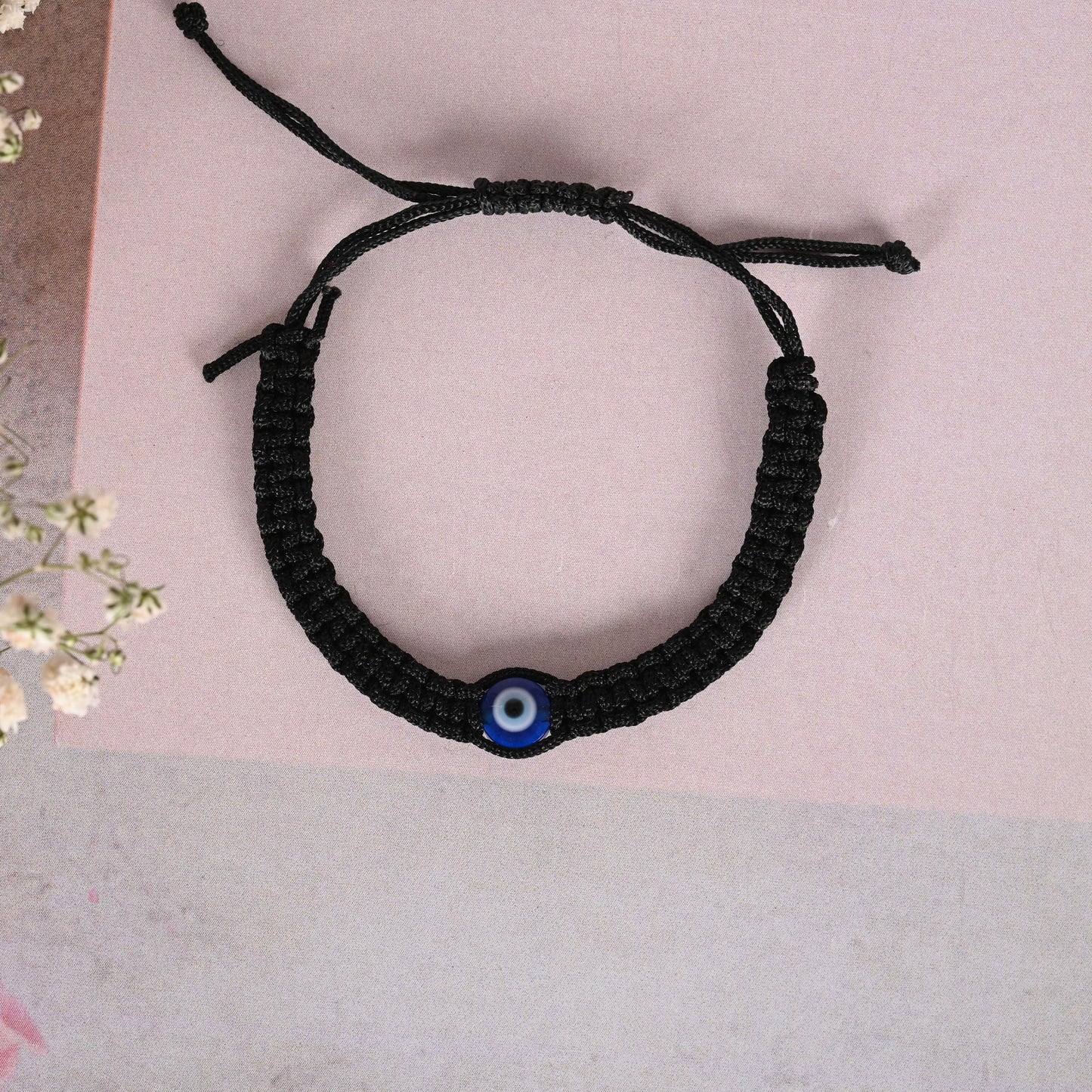 NVR Men & Women Black Fabric Elasticated Bracelet - Swadesiicart