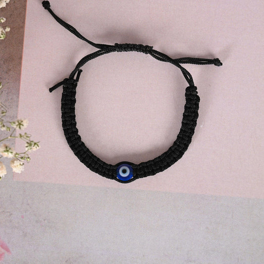 NVR Men & Women Black Fabric Elasticated Bracelet - Swadesiicart