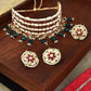 Jewel City Gold-Plated Kundan Choker Necklace Set with Green Beads & Statement Ring – Traditional Indian Jewelry for Women | Swadesiicart