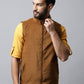 Even Apparels Men's Brown Nehru Jacket With Welt Pockets | Swadesiicart