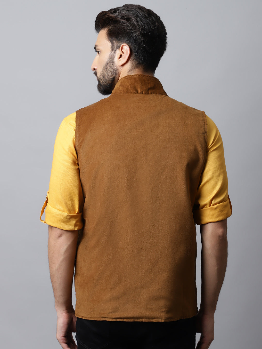 Even Apparels Men's Brown Nehru Jacket With Welt Pockets | Swadesiicart