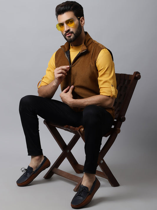 Even Apparels Men's Brown Nehru Jacket With Welt Pockets | Swadesiicart