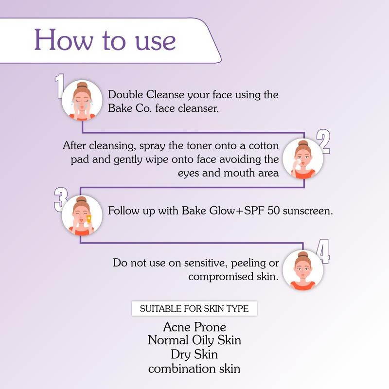 Bake 5% Niacinamide Toner With Fermented Rice Water | Swadesiicart