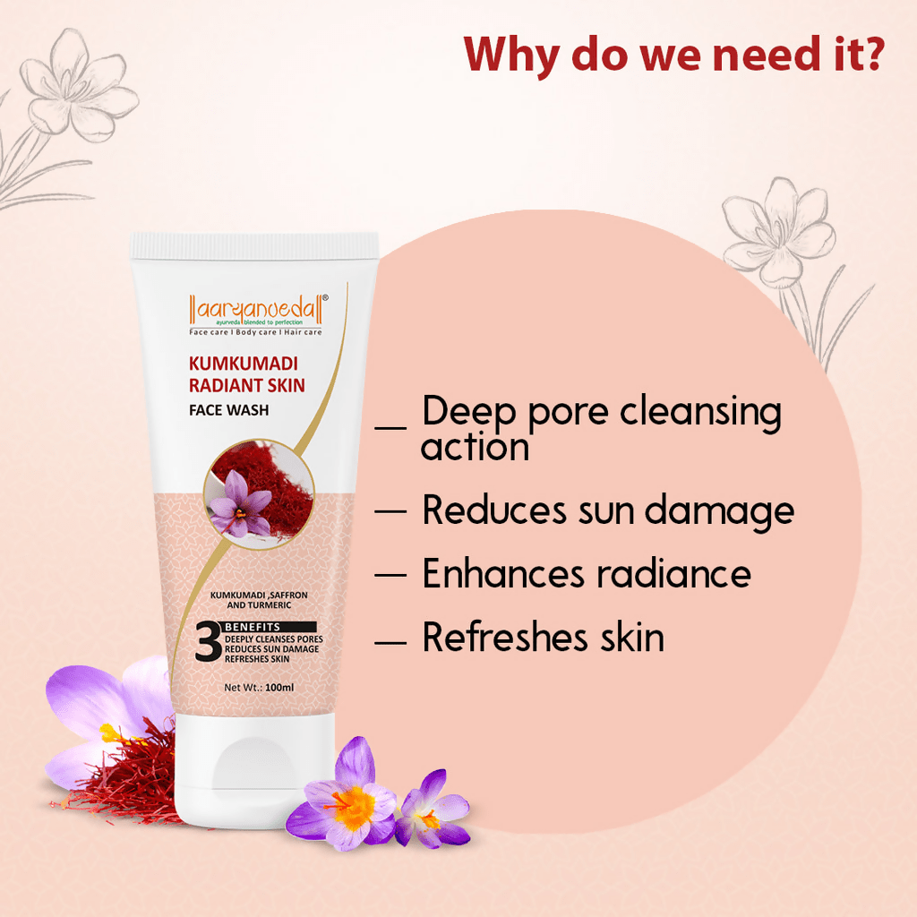 Aaryanveda Kumkumadi Radiant Skin Face Wash - Swadesiicart