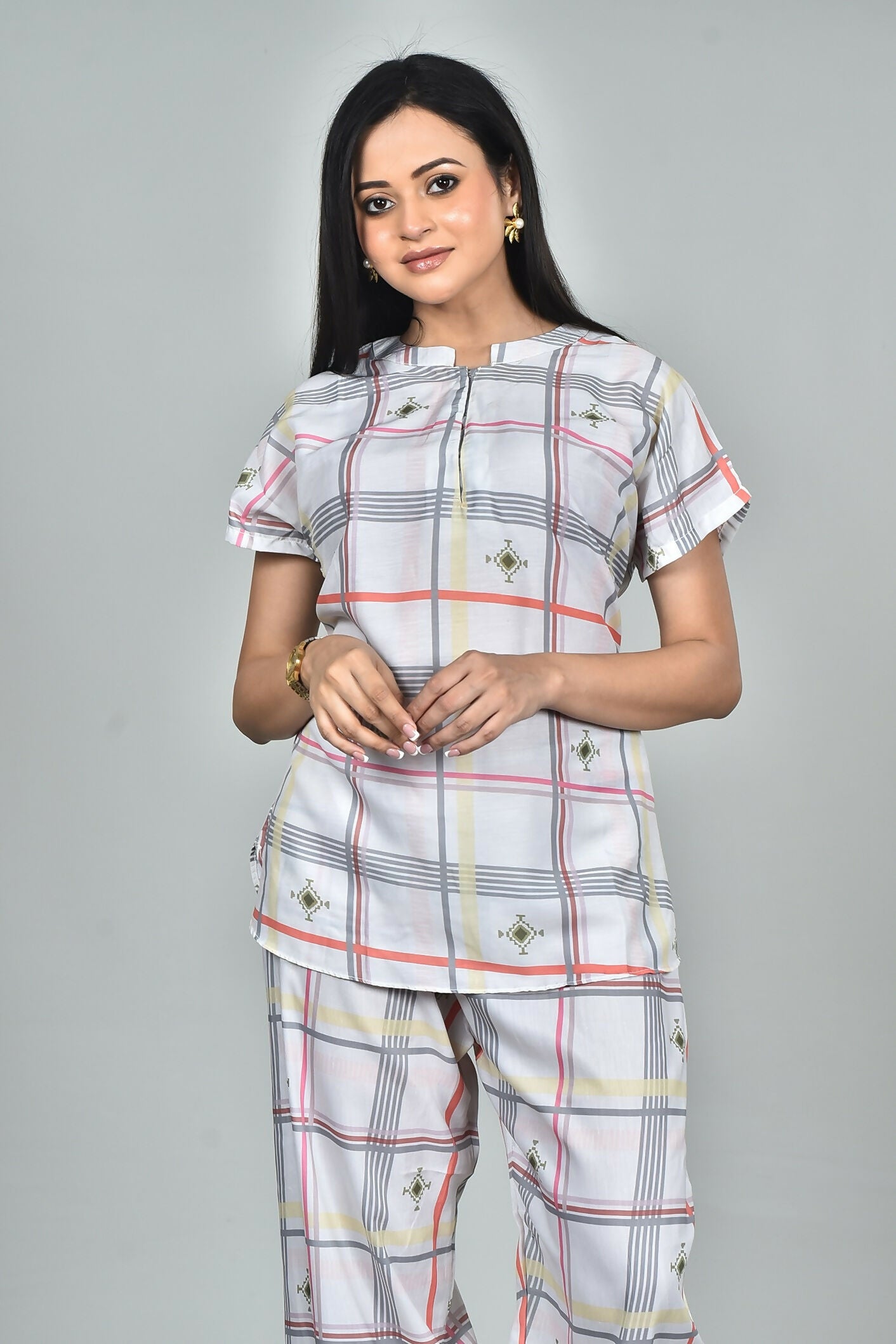 Morchari Digital Print Semi Muslin Co-Ord Set Top & Trouser-Multicolor - Swadesiicart