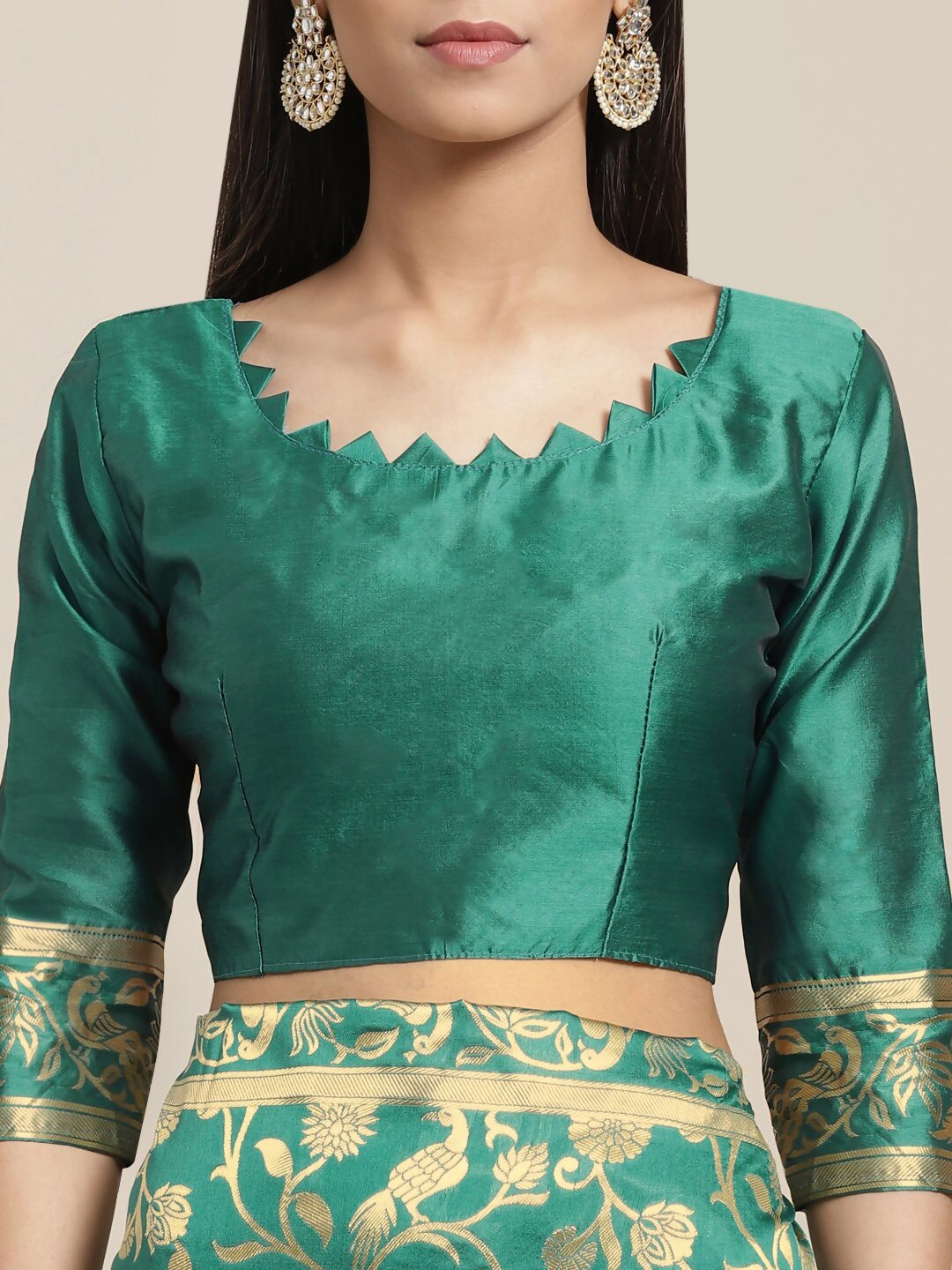 Saree Mall Teal Green & Golden Woven Design Banarasi Saree | Swadesiicart