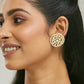 Nuyug 22K Gold-Plated Elegant Kundan Stone Studded & Pearl Beaded Disc Studs | Swadesiicart