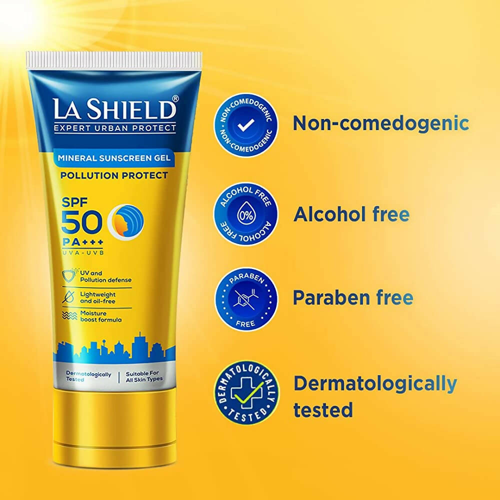 La Shield Pollution Protect Mineral Sunscreen Gel SPF 50 - Swadesiicart