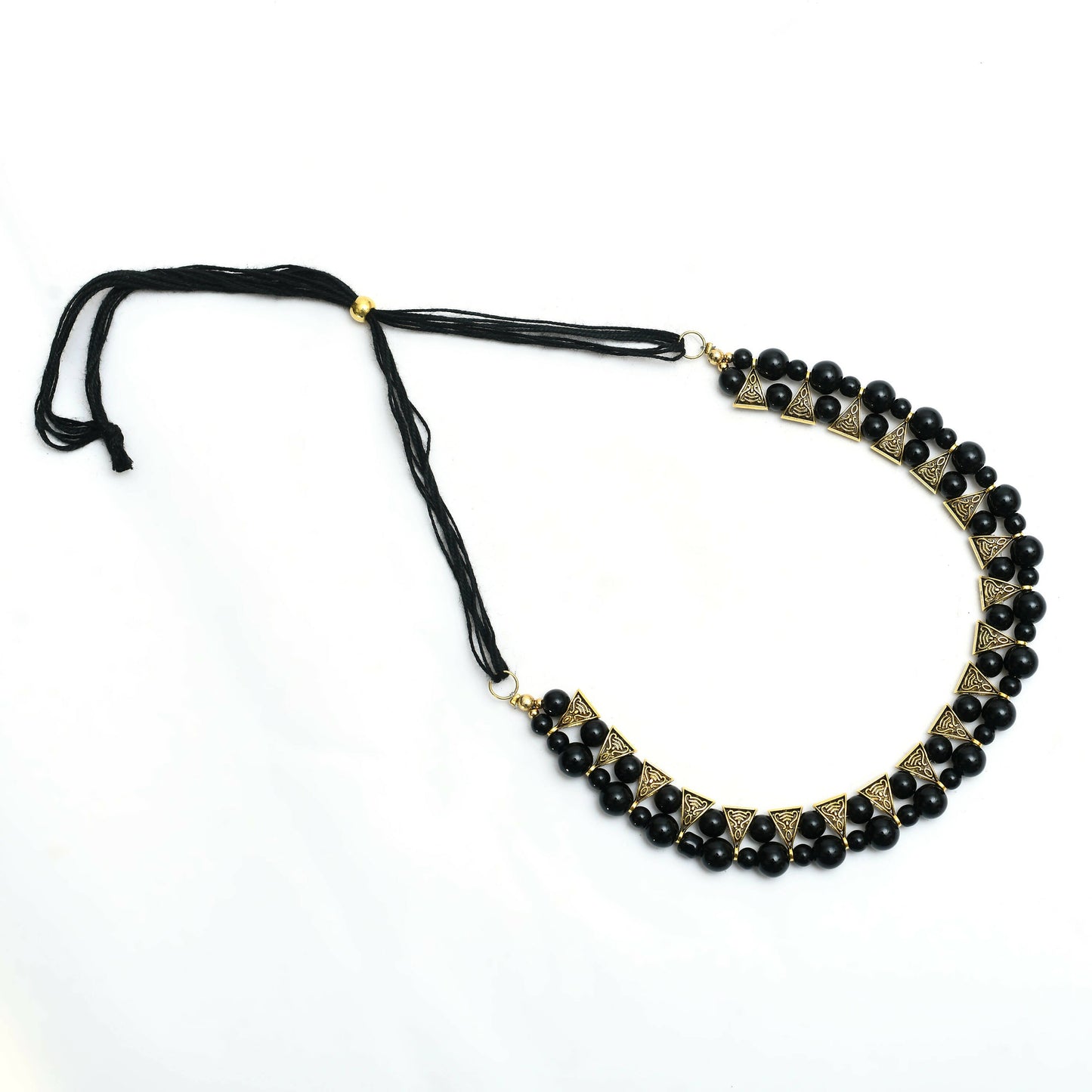 Mominos Fashion Johar Kamal Gold-Polished Brass Finish Pearls Work Choker For Women (Black) | Swadesiicart