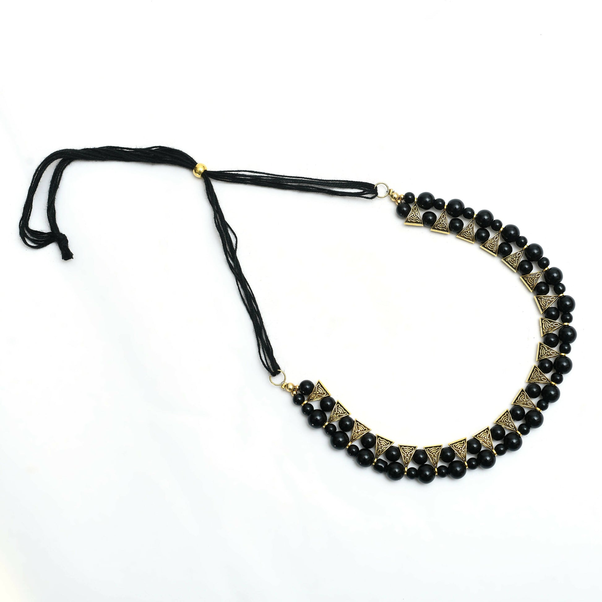 Mominos Fashion Johar Kamal Gold-Polished Brass Finish Pearls Work Choker For Women (Black) | Swadesiicart