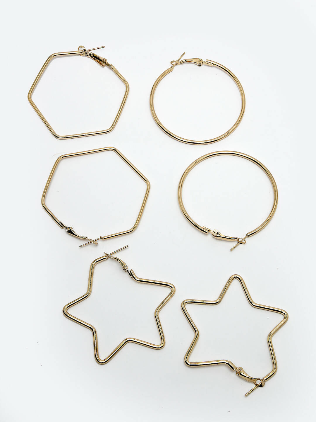 NVR Women Gold-Toned Geometric Hoop Earrings | Swadesiicart