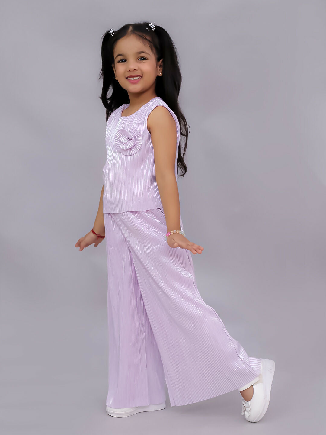Lil Drama Glam Up Girls Pink Party Top and Pant Set | Swadesiicart