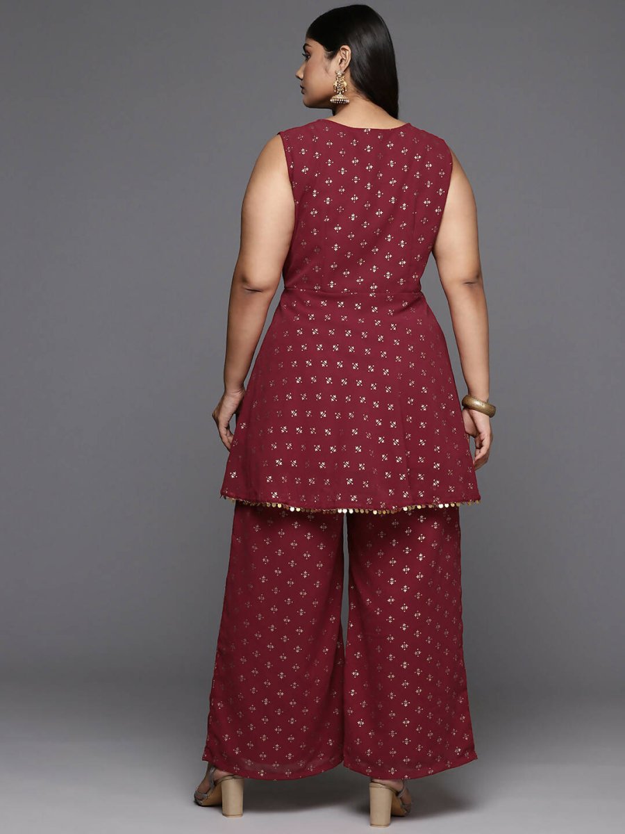 Ahalyaa Women's Traditional Wear Co-ords - Maroon - Swadesiicart