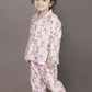 Breathables Kids Cotton Night Suit – White & Pink Teddy Shirt & Pyjama Co-Ord Set For Boys & Girls